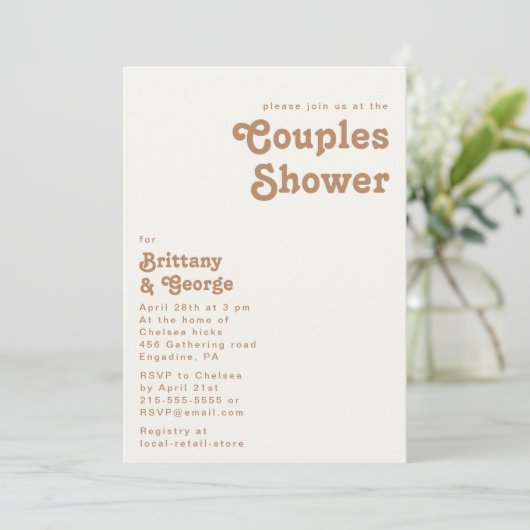 レトロビーチ |アイボリーカップルのシャワー招待状 招待状 (スタンド正面)