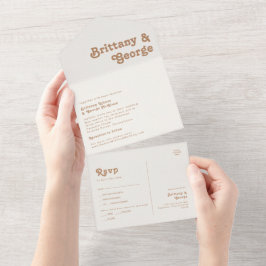 レトロビーチ |アイボリーシールと送信 オールインワン招待状