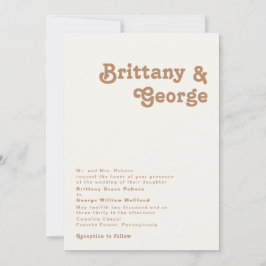 レトロビーチ |アイボリー伝統的結婚の 招待状