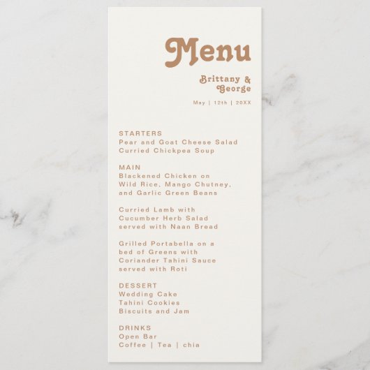 レトロビーチ |アイボリー結婚のディナーメニュー メニュー (正面)