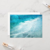 レトロビーチ-コースタルティール（緑がかった色）ブルー海水彩 カード (正面/裏面インサイチュ)