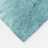 レトロビーチ-コースタルティール(緑がかった色)ブルー海水彩 フリースブランケット (角)