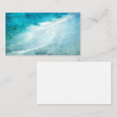レトロビーチ-コースタルティール（緑がかった色）ブルー海水彩 名刺 (正面/裏面)