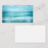 レトロビーチ-コースタル海ティール（緑がかった色）青水彩 名刺 (正面/裏面)