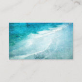レトロビーチ-コースタル海ティール（緑がかった色）青水彩 名刺 (正面)