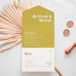 レトロビーチ | ゴールドシールとオールインワン招待状 オールインワン招待状