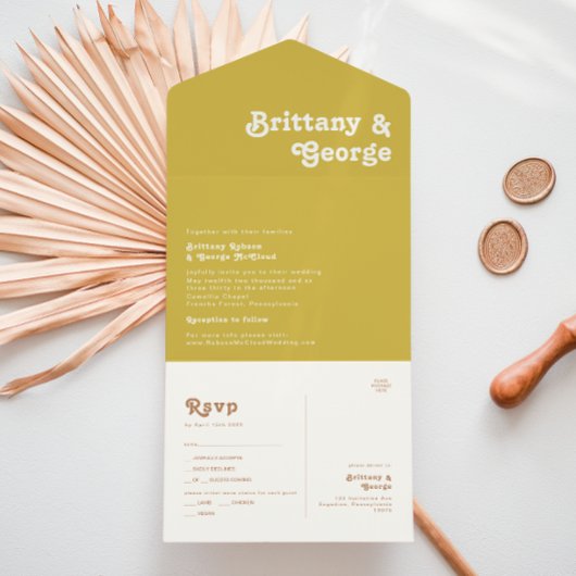 レトロビーチ | ゴールドシールとオールインワン招待状 オールインワン招待状