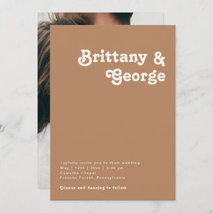 レトロビーチ  ブラウンカジュアルフォトモノグラム 招待状