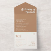 レトロビーチ |ブラウンシールと送信 オールインワン招待状 (内側)