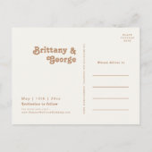 レトロビーチ | ブラウン写真 セーブ・ザ・デート インビテーションポストカード (裏面)