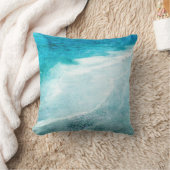 レトロビーチ – 沿岸ティール（緑がかった色）ブルー海水色 クッション (ブランケット)