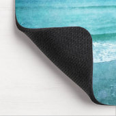 レトロビーチ – 沿岸海ティール（緑がかった色）ブルーウォーター色 マウスパッド (コーナー)