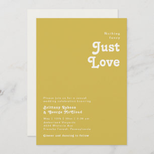 レトロビーチ  金ゴールドなしファンシー結婚の 招待状
