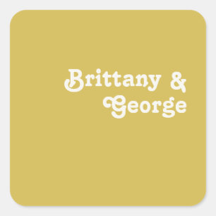 レトロビーチ  金ゴールド結婚の封筒用シール スクエアシール