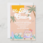 レトロビーチ 1歳の誕生日招待状 招待状 (正面)