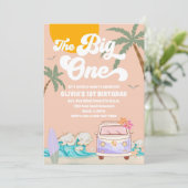 レトロビーチ 1歳誕生日招待状 招待状 (スタンド正面)