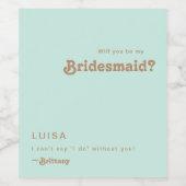 レトロビーチ | Aqua Bridesmaid Proposal Wine Label ワインラベル (シングルラベル)