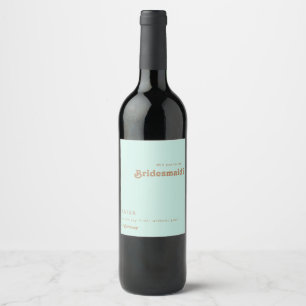 レトロビーチ   Aqua Bridesmaid Proposal Wine Label ワインラベル