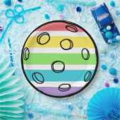 レトロビーハッピーホテルピックルボールレインボー誕生日 ペーパープレート (パーティー)