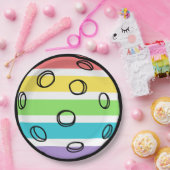 レトロビーハッピーホテルピックルボールレインボー誕生日 ペーパープレート (パーティー)