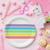 レトロビーハッピーホテルピックルボールレインボー誕生日 ペーパープレート (パーティー)