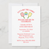 レトロビーハッピーホテルピックルボールレインボー誕生日 招待状 (正面)