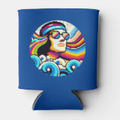 レトロビーブ – 70s Groovy Pixel Art for Hobby Lover 缶クーラー (正面)