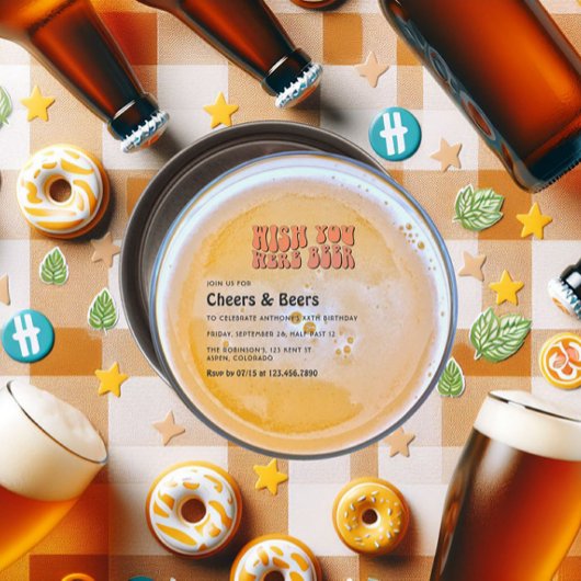 レトロビールをテーマにした誕生日パーティー 招待状