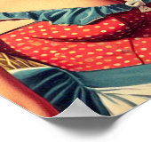 レトロビールガールイラストレーション ポスター (角)