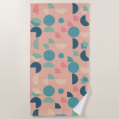 レトロピカラフルックモダンス幾何学模様 ビーチタオル (正面)