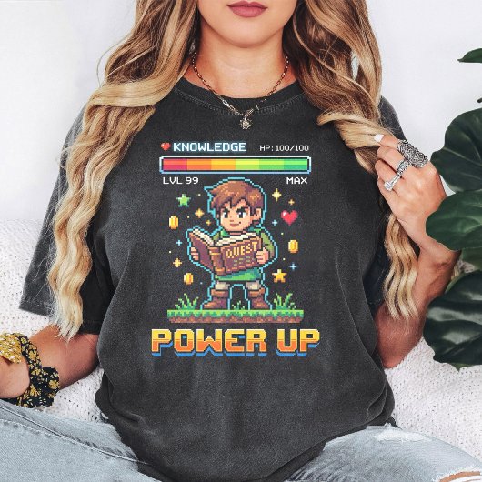 レトロピクセルアートゲーマーパワーアップ Tシャツ