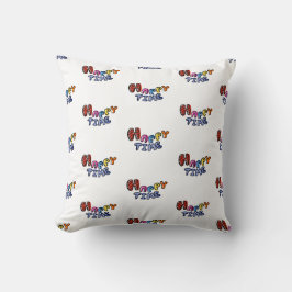 レトロピクセルアートハッピータイム | 8ビットタイポグラフィ クッション