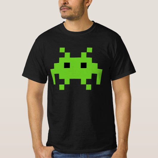 レトロピクセルエイリアンTシャツ – クラシックゲームゲーマーT Tシャツ (正面)