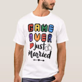 レトロピクセルゲームオーバー 夫婦の愛 Tシャツ (正面)