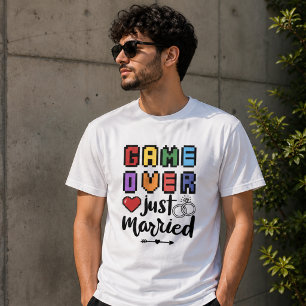 レトロピクセルゲームオーバー 夫婦の愛 Tシャツ