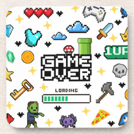 レトロピクセルゲーム ゲーマー ドリンク コースター