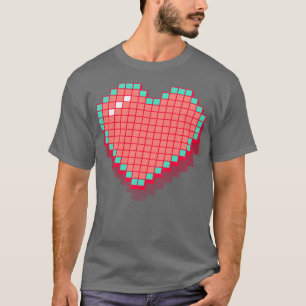 レトロピクセルハートピンク3D RxTp Tシャツ