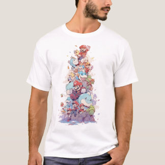 レトロピクセルヒーローファミリー Tシャツ