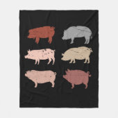 レトロピグラバーファームアニマルズスワインヴィンテージピグ フリースブランケット (正面)