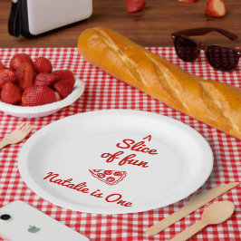 レトロピザファーストハンド書ススライスおもしろい誕生日 ペーパープレート