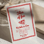 レトロピザ描第1スライスのおもしろいフォト誕生日 招待状