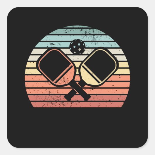 レトロピックボールパドルサンセットギフト スクエアシール (正面)