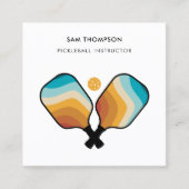 レトロピックボールパドルボールピックボールインストラクター スクエア名刺 (正面)