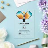 レトロピックボールパドル&ボールバースデーパーティー アクリル招待状 (インサイチュ (ウェディング))