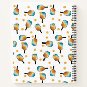 レトロピックボールパドル&ボールパターンモノグラム ノートブック (裏面)