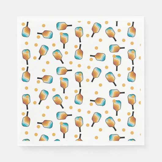 レトロピックボールパドル&ボールパターン スタンダードランチョンナプキン (正面)