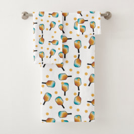 レトロピックボールパドル&ボールパターン バスタオルセット