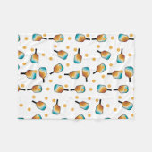 レトロピックボールパドル&ボールパターン フリースブランケット (正面(横))