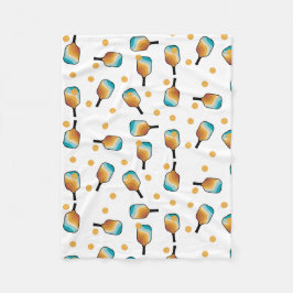 レトロピックボールパドル&ボールパターン フリースブランケット