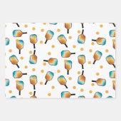 レトロピックボールパドル&ボールパターン ラッピングペーパーシート (正面3)